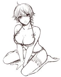 big_breasts bra canon_genderswap cleavage female female_only frilled_bra frilled_legwear frilled_panties frills full_body garter_straps genderswap_(mtf) ginko_sakata gintama gintoki_sakata lingerie looking_at_viewer monochrome open_mouth rough_sketch rule_63 short_hair sitting sketch solo stockings very_short_hair wariza yunfa