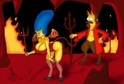 1male big_breasts demon_girl devil_flanders hell marge_simpson milf ned_flanders succubus tagme the_simpsons treehouse_of_horror