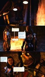 1boy 1boy1girl 1girls 3d comic conversation fire kitana mortal_kombat mortal_kombat_11 night scorpion_(mortal_kombat) smokescreen117 speech_bubble unseen_male_face