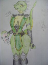 anthro anthro_only breasts female furry furry_only mortal_kombat mortal_kombat_deadly_alliance reptile reptile_(mortal_kombat) reptile_humanoid rule_63 skull solo solo_female theburudoragon thick thick_thighs thighs useless_clothing