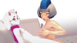 3d 3d_(artwork) anthro boobjob crossover deltarune elizabeth_(persona) female happy_female human human_on_anthro koikatsu male naked older_female older_female_and_younger_boy persona persona_3 persona_3_fes ralsei surprised_look sweat younger_male