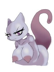 annoyed anthro anthro_only breasts eyelashes felid feline felis female female_mewtwo female_only furry furry_only mewtwo naked nintendo nipples pokemon pokemon_(species) solo solo_female solo_focus theburudoragon thick thick_thighs thighs transparent_background