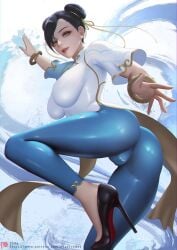 1girls ass chun-li dat_ass female female_only fully_clothed high_heels latex sade_abyss solo stiletto_heels street_fighter street_fighter_6 tagme very_high_heels