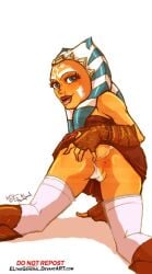 ahsoka_tano alien alien_humanoid anus blue_eyes clothing elthegeneral female fingerless_gloves genitals gloves handwear humanoid lekku_(anatomy) orange_body presenting_anus pseudo_hair pussy simple_background solo star_wars star_wars:_the_clone_wars tentacle tentacle_hair the_clone_wars:_season_one togruta white_background