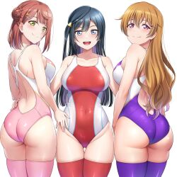 2022 3girls big_ass big_breasts black_hair bulging_breasts high_resolution konoe_kanata latex_leotard long_hair looking_at_viewer love_live! love_live!_nijigasaki_high_school_idol_club mibushiro short_hair tagme uehara_ayumu yellow_hair yuuki_setsuna_(love_live!)