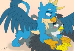 birdofanatic digital_media_(artwork) friendship_is_magic from_behind gabby_(mlp) gallus_(mlp) gryphon male/female my_little_pony