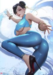 1girls alternate_version_available ass capcom chun-li dat_ass female female_only high_heels latex sade_abyss solo stiletto_heels street_fighter street_fighter_alpha tagme very_high_heels