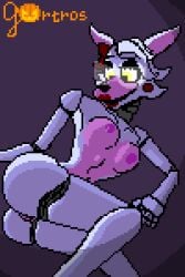 animatronic armpit armpits ass bow breasts breasts_out ears_up eyes_half_open female female_only five_nights_at_freddy's fnaf fox furry glowing_eyes gortros halloween legs lying lying_on_side mangle_(fnaf) metallic_body naked naked_female nude nude_female pixel_art pixelated pointy_ears robot robot_girl robot_humanoid white_body white_fur white_skin yellow_eyes