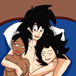 1boy 2girls breasts caulifla dragon_ball dragon_ball_super female female_saiyan kale male multiple_girls saiyan son_goku soulyagami64 threesome universe_6/universe_7 universe_6_saiyan/universe_7_saiyan