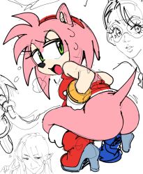 amy_rose anthro boots bottomless bottomless_footwear bottomless_skirt dildo dildo_in_pussy dildo_sitting dress_lift eulipotyphlan furry hedgehog heel_boots looking_back mammal masturbation open_mouth sex_toy sketch_page solo sonic_(series) tongue_out upskirt watatanza