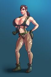 ass big_breasts bikini bimbo blue_eyes boots breasts brown_hair bubble_butt bursting_breasts busty cleavage dargoden eyeshadow female female_focus female_only full_body g-string gloves hourglass_figure large_breasts lipstick long_hair makeup metal_gear_(series) metal_gear_solid navel overflowing_breasts pantyhose ponytail quiet_(metal_gear) ripped_pantyhose sideboob standing tagme torn_pantyhose underboob wide_hips