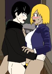 blonde_hair blush carrying gyaru komi-san_wa_komyushou_desu manbagi_rumiko short_hair straight_sex tagme wakai_taketoshi