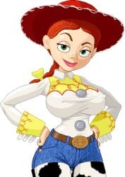 big_breasts cowboy_hat disney jessie_(toy_story) looking_at_viewer nipple_bulge nipples_visible_through_clothing pixar pixel_art pokies tagme toy_story transparent_background warnerc