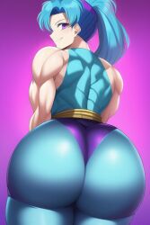 1girls ai_generated ass back back_muscles back_view big_ass blue_hair botan breasts bubble_ass bubble_butt female female_only huge_ass huge_butt long_hair looking_at_viewer looking_back muscular muscular_arms muscular_back muscular_female nai_diffusion pale-skinned_female pale_skin shinigami shounen_jump smirk smirking solo stable_diffusion thick_ass thick_thighs wide_hips yu_yu_hakusho