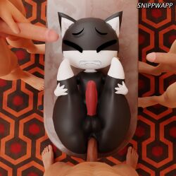 anal anal_sex anthro ass atlus balls big_ass big_butt black_and_white_fur blender_(software) blender_cycles bodily_fluids clenched_teeth closed_eyes drooling felid feline genitals group group_sex holding_both_legs human human_on_anthro humanoid interspecies male male/male male_penetrated male_penetrating male_penetrating_male mammal masturbation megami_tensei megami_tensei_persona morgana_(persona) nude orgy penetration penile penis saliva sex short_stack shortstack snippwapp stroking_penis teeth video_games
