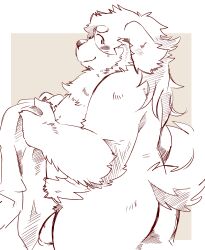 2022 absurd_res anthro ass blush canid canine canis domestic_dog flaccid genitals hi_res kabutomushi_23 kemono male mammal overweight overweight_male penis solo towel