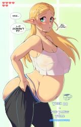 aqua_eyes blonde_hair blush breath_of_the_wild coffeeslice english_text fictional_language hylian hylian_ears large_ass large_breasts nintendo pointy_ears pregnant princess_zelda royalty see-through_top sheikah_text text the_legend_of_zelda voluptuous zelda_(breath_of_the_wild) zelda_comic