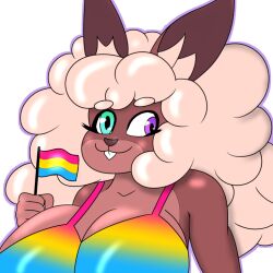 1girls anthro big_breasts breasts buckteeth furry heterochromia pandarilao pansexual_pride_colors tagme