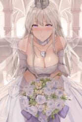 1girls azur_lane eagle_union_(azur_lane) enterprise_(azur_lane) enterprise_(starlight_oath)_(azur_lane) female female_only hews_hack light-skinned_female light_skin solo wedding_dress wedding_veil