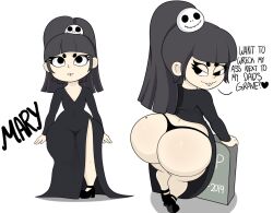 1girls 2019 ass big_ass black_eyes black_hair black_thong blackwhiplash buckteeth cute dress dress_lift female goth goth_girl gothic gothic_lolita grave gray_hair grey_hair hair_ornament heart high_heels looking_back mary_mortis mole mole_on_ass original original_character ponytail short_stack shortstack skull skull_hair_ornament small_breasts tagme thick_thighs thong tombstone