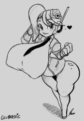 1girls big_ass big_breasts big_butt breasts_bigger_than_head call call_e female female glubtastic heart huge_breasts large_breasts looking_at_viewer mighty_no._9 monochrome nipple_bulge pigtail robot robot_girl robot_humanoid sketch smile smiling smiling_at_viewer solo_female