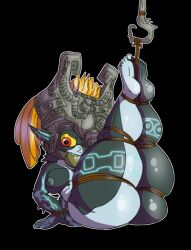 1girls angry ass_focus ball_gag bondage bound bound_ankles bound_legs bound_wrists gag gagged helmet imp legs_up lolguyboy looking_at_viewer midna orange_hair pointy_ears red_eyes rope rope_bondage shortstack solo solo_female tattoo tattoos the_legend_of_zelda thick thick_ass thick_thighs tied_hands tied_toes tied_up twilight_princess