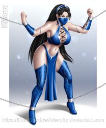 1girls 2d big_breasts black_hair breasts chained chains female kitana kitana_(mk9) large_hair light-skinned_female mask mortal_kombat mortal_kombat_(2011) netherrealm_studios ninja princess solo solo_female thedarkness