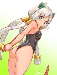 ass cougar1404 green_eyes swimsuit tagme white_hair