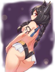 animal_ears ass ass_cleavage butt_crack cougar1404 dark_hair red_eyes tagme