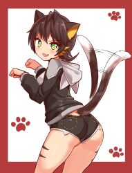 ass_cleavage butt_crack cat_ears cat_tail catgirl cougar1404 green_eyes short_shorts shorts tagme tight_clothing tomboy