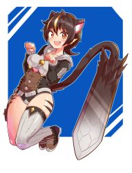 amber_eyes black_hair cat_ears cat_tail catgirl cougar1404 cute sword tagme