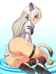 ass cat_ears cat_tail catgirl cougar1404 laying_down tagme water white_hair