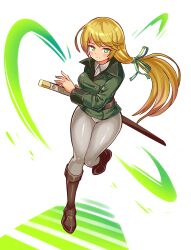 blonde_hair cougar1404 green_eyes high_boots sword tagme uniform