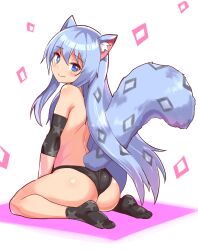 blue_eyes blue_hair cat_ears cat_tail catgirl cougar1404 cute from_behind panties puffy_tail sitting tagme