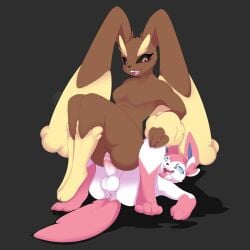 . absurd_res anthro duo eeveelution female feral generation_4_pokemon generation_6_pokemon hi_res knowdwagon lopunny male male/female nintendo pokemon pokemon_(species) sylveon video_games