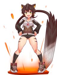 cat_ears cat_tail catgirl cougar1404 green_eyes short_shorts shorts sword tagme