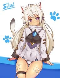 cat_ears cat_tail catgirl cougar1404 purple_eyes tagme white_hair