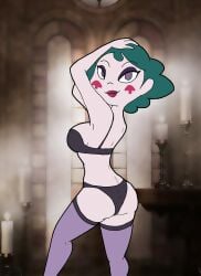 blush_stickers brodumpster eclipsa_butterfly female green_hair lingerie purple_eyes solo star_vs_the_forces_of_evil