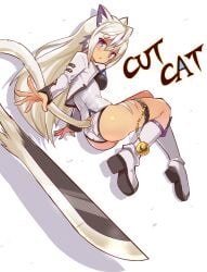 ass cat_ears cat_tail catgirl cougar1404 panties sword tagme white_hair