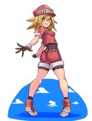 1girls ass blonde_hair clouds cougar1404 female full_body green_eyes mega_man mega_man_legends roll_caskett solo standing teenage_girl teenager young