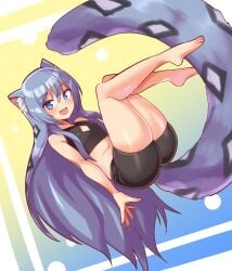 blue_eyes blue_hair cat_ears cat_tail catgirl cougar1404 tagme tight_clothing