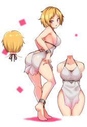 ass ass_cleavage bending_forward blonde_hair butt_crack cougar1404 pink_eyes tagme white_dress