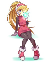 1girls blonde_hair blue_eyes bodysuit bodysuit_under_clothes ciel_(mega_man) clothed clothed_female cougar1404 female mega_man mega_man_zero solo teenage_girl teenager young