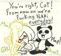 cat_(swapnote) dialogue feline glk mob_face nikki_(swapnote) nintendo onomatopoeia osterzonensfw panda panda_(swapnote) penetration plap rape swapnote tagme