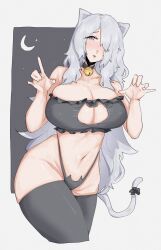 aged_up bra breasts cat_ears cat_lingerie cat_tail catgirl cleavage cleavage_cutout danganronpa danganronpa_3 female_only kimura_seiko large_breasts leebongchun lingerie lingerie_only panties straight_hair thick_thighs thighhighs thighs thong underwear underwear_only