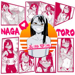 1girls 774_(nanashi) black_and_white black_hair blush breasts brown_eyes clothed clothing female_focus female_only hayase_nagatoro hi_res long_hair looking_at_viewer monochrome please_don't_bully_me,_nagatoro revealing_clothes screencap simple_background small_breasts solo tan tan_skin tanline tanned watermark