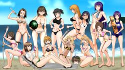 13girls 1boy 6+girls asaka_(nagatoro) ass beach big_ass big_breasts bikini black_hair blonde_hair breasts buried cleavage clothed clothing curvy gamo-chan hana_sunomiya hayase_nagatoro hi_res itako japanese_text looking_at_viewer misaki_nagatoro multiple_girls naoto_hachioji_(senpai) navel nekoba_(nagatoro) nude nudist orange_hair orihara_(nagatoro) please_don't_bully_me,_nagatoro president_(nagatoro) public public_morals_committee_chief_(nagatoro) purple_hair rabi-chan_(nagatoro) revealing_clothes sakura_(nagatoro) sana_sunomiya shikki_(nagatoro) sideboob small_breasts smile sole_male swimsuit tan tan_skin tanned text translation_request wide_hips yoshi_(nagatoro)