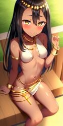 1girls ai_failure ai_generated black_hair blush breasts brown_eyes clothed clothing egyptian egyptian_clothes egyptian_mythology female_focus female_only hayase_nagatoro hi_res long_hair looking_at_viewer nai_diffusion navel pixiz-sama please_don't_bully_me,_nagatoro revealing_clothes simple_background small_breasts smile solo stable_diffusion tan tan_skin tanned