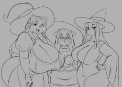 3girls adison_(jwinkz) amara_(jwinkz) artjwink big_breasts breasts female halloween jwinkz kim_soo_min_(jwinkz) multiple_girls tagme witch witch_costume witch_hat