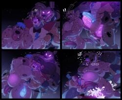 3boys anthro anthro_on_anthro bara blowjob blueishhyena cum cum_in_ass cum_inflation cum_inside five_nights_at_freddy's five_nights_at_freddy's:_security_breach fnaf gay gay_sex glamrock_freddy_(fnaf) glowing_eyes glowing_penis huge_cock hyper hyper_penis hypnosis inflation k_jukesnsfw kidde_jukes male_only mind_break motion_lines muscular_anthro nude power_top rape rough_sex sex springtrap_(fnaf) stomach_bulge sweat threesome tongue_out